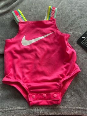 Nike Hot Pink Baby One-Piece with Rainbow Straps